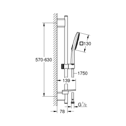 Grohe Rainshower Smartactive 130 Cube Sürgülü Duş Seti 3 Akışlı - 26584000 - 2