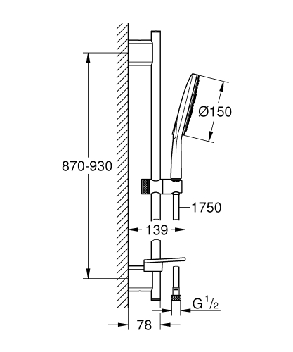 Grohe Rainshower Smartactive 150 Sürgülü Duş Seti 3 Akışlı - 26594000 - 4