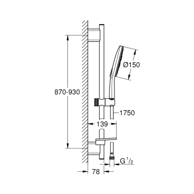 Grohe Rainshower Smartactive 150 Sürgülü Duş Seti 3 Akışlı - 26594000 - 2