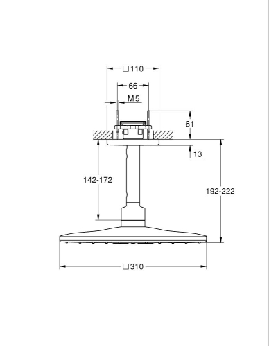 Grohe Rainshower Smartactive 310 Cube Tepe Duşu Seti 142 Mm, 2 Akışlı - 26481A00 - 3