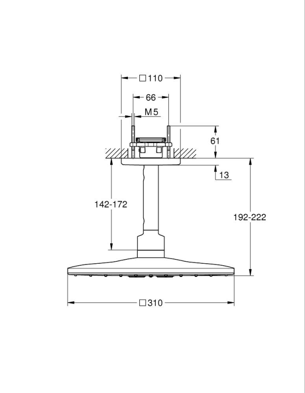 Grohe Rainshower Smartactive 310 Cube Tepe Duşu Seti 142 Mm, 2 Akışlı - 26481A00 - 3