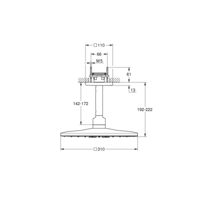 Grohe Rainshower Smartactive 310 Cube Tepe Duşu Seti 142 Mm, 2 Akışlı - 26481Al0 - 2