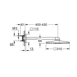 Grohe Rainshower SmartActive 310 Cube Tepe Duşu Seti, 31 cm, 2 Akışlı, Altın - 26479GL0 - 3
