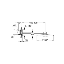 Grohe Rainshower Smartactive 310 Cube Tepe Duşu Seti 430 Mm, 2 Akışlı - 26479A00 - 2