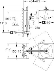 Grohe Rainshower SmartActive 310 Duvara monte termostatik bataryalı duş sistemi - 26649000 - 2