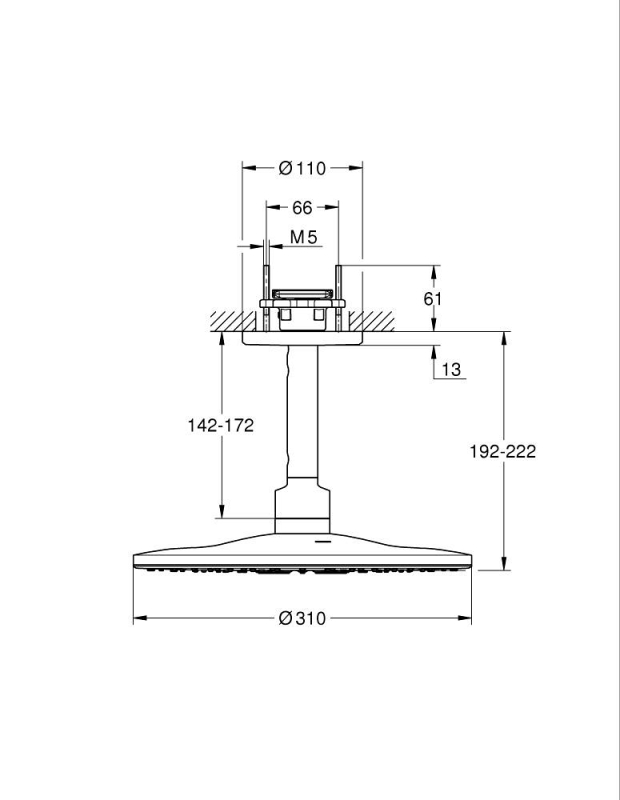 Grohe Rainshower Smartactive 310 Tepe Duşu Seti 142 Mm, 2 Akışlı - 26477Ls0 - 3