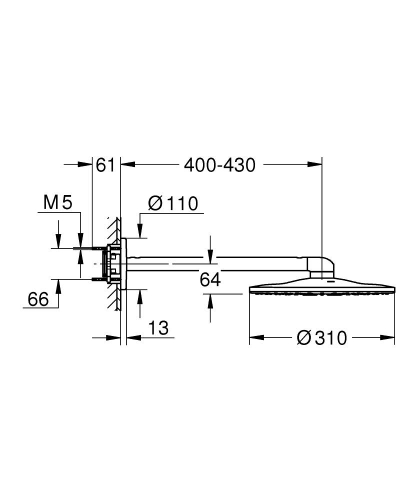 Grohe Rainshower Smartactive 310 Tepe Duşu Seti 430 Mm, 2 Akışlı - 26475A00 - 3