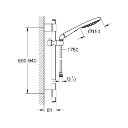 Grohe Rainshower Solo 150 Sürgülü Duş Seti 2 Akışlı - 27273001 - 2