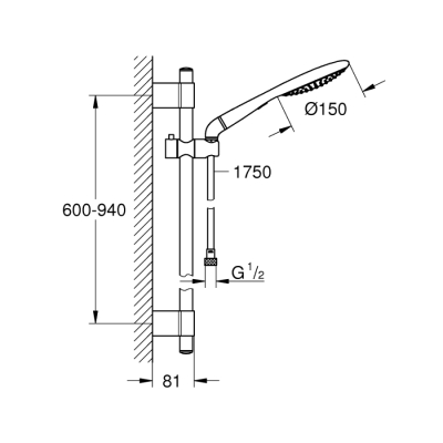 Grohe Rainshower Solo 150 Sürgülü Duş Seti 2 Akışlı - 27273001 - 2