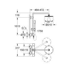 Grohe Rainshower System 210 Duvara Monte Termostatik Bataryalı Duş Sistemi - 27032001 - 2