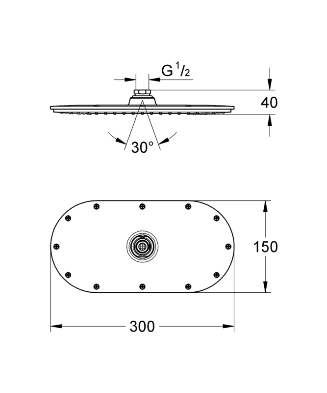 Grohe Rainshower Veris 300 Tepe Duşu 1 Akışlı - 27470000 - 3