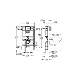 Grohe Rapid Sl Gömme Rezervuar, 0.82 M Montaj Yüksekliği - 38587000 - 2