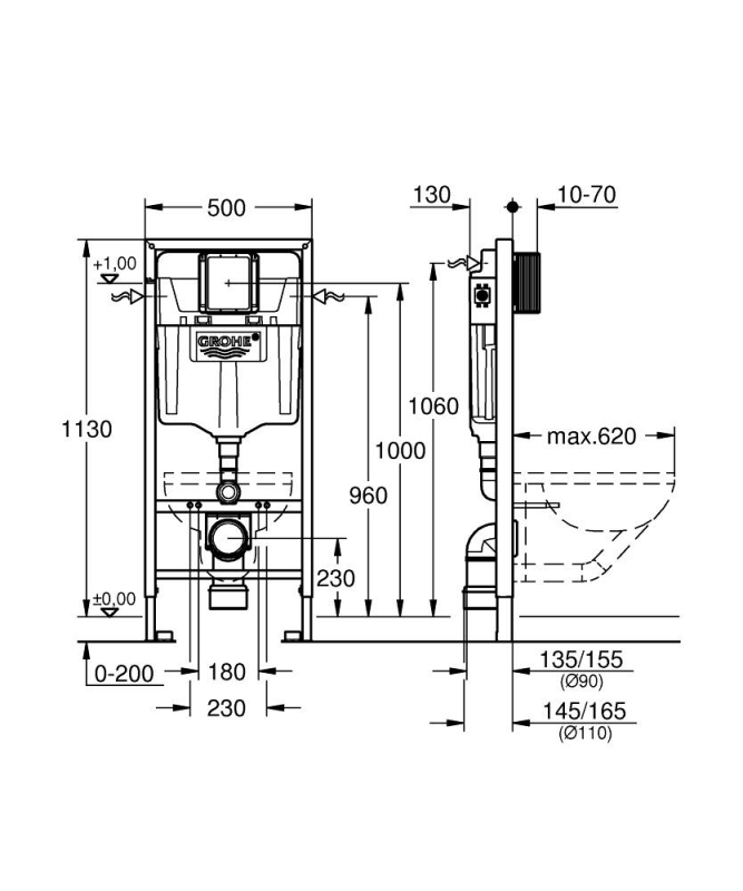 Grohe Rapid Sl Gömme Rezervuar, 1.13 M Montaj Yüksekliği - 38528001 - 3
