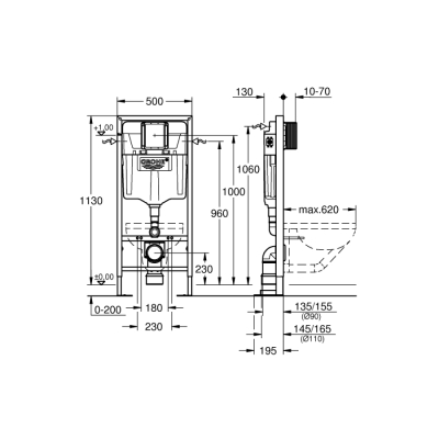 Grohe Rapid Sl Gömme Rezervuar, 1.13 M Montaj Yüksekliği - 38584001 - 2