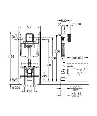 Grohe Rapid Sl Gömme Rezervuar 1,13m - 38840000 - 2