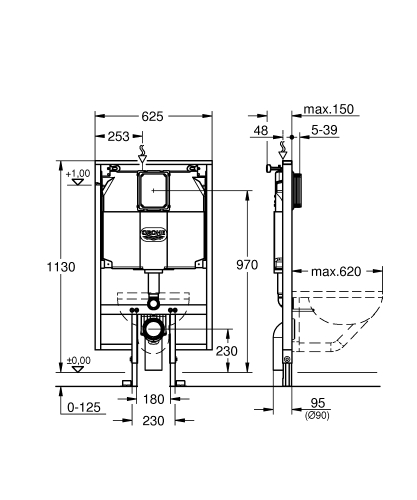 Grohe Rapid Sl Gömme Rezervuar, 80 Mm, 1.13 M Montaj Yüksekliği - 38994000 - 3
