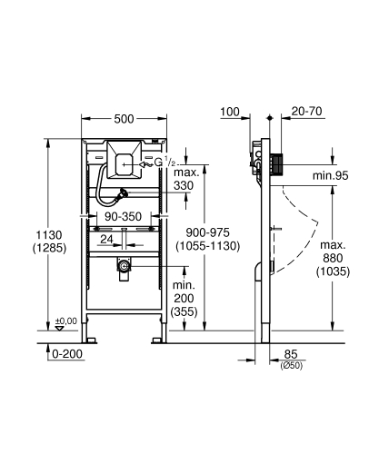 Grohe Rapid Sl Urinal Rezervuar İçin Grohe Rapido U - 38786001 - 3