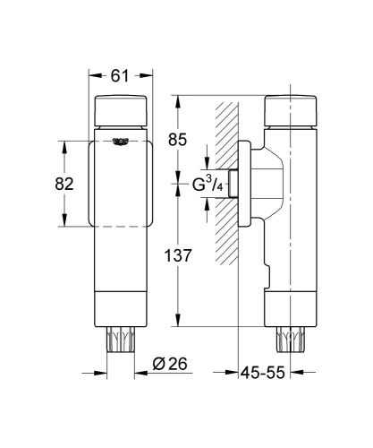 Grohe Rondo A.S. Klozet İçin Yıkama Valfi - 37349000 - 3
