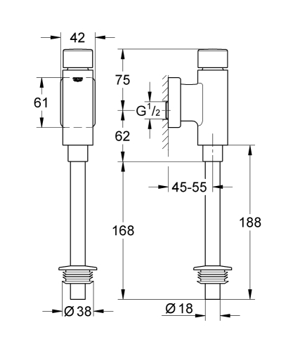 Grohe Rondo Pisuar İçin Yıkama Valfi - 37339000 - 3
