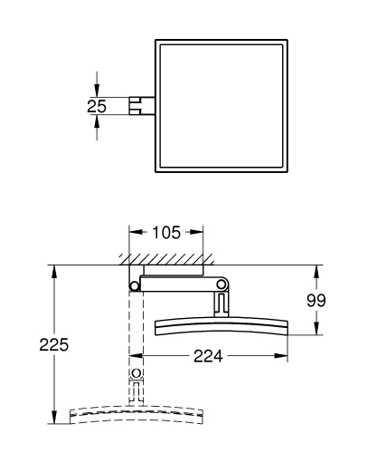 Grohe Selection Cube Makyaj Aynası - 40808000 - 3