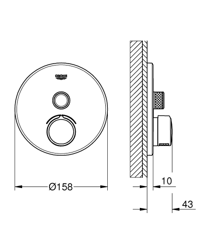 Grohe Smartcontrol Tek Valfli Akış Kontrollü Ankastre Duş Bataryası - 29144000 - 3