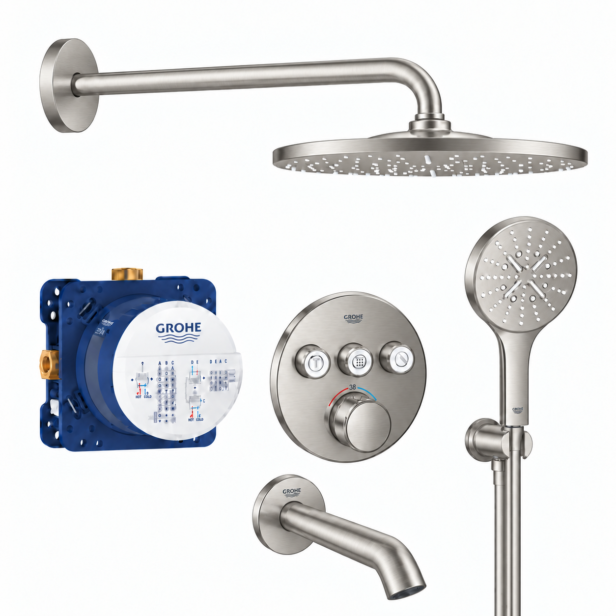 Grohe SmartControl THM trimset round 3SC Seti Fırçalı Nikel - GROHE