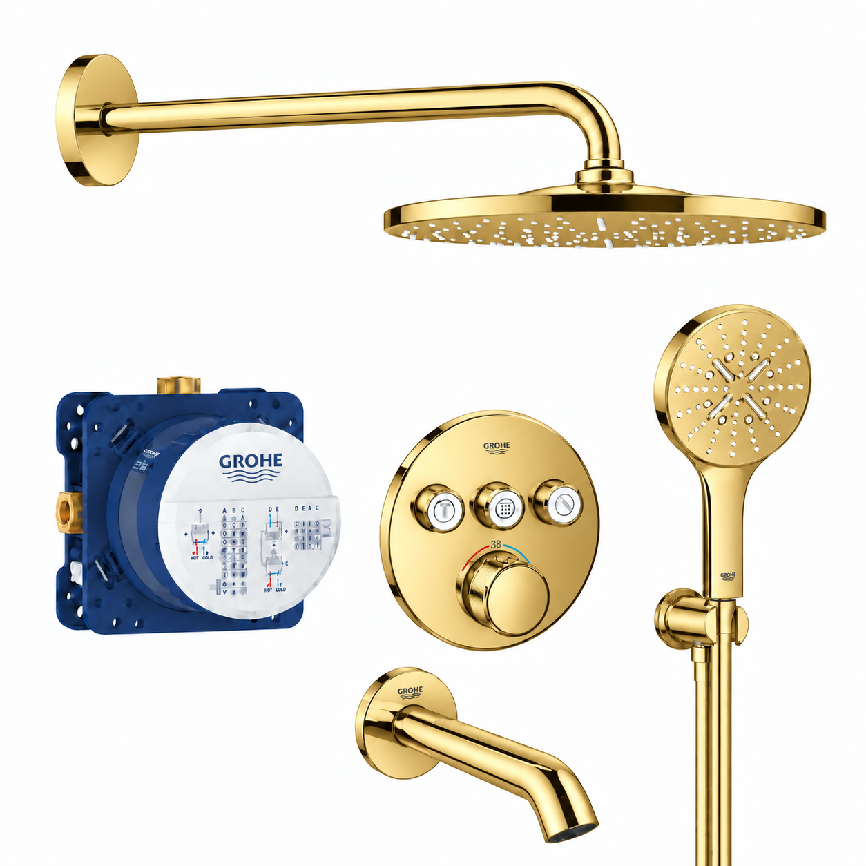 Grohe SmartControl THM trimset round 3SC Seti Parlak Altın - GROHE