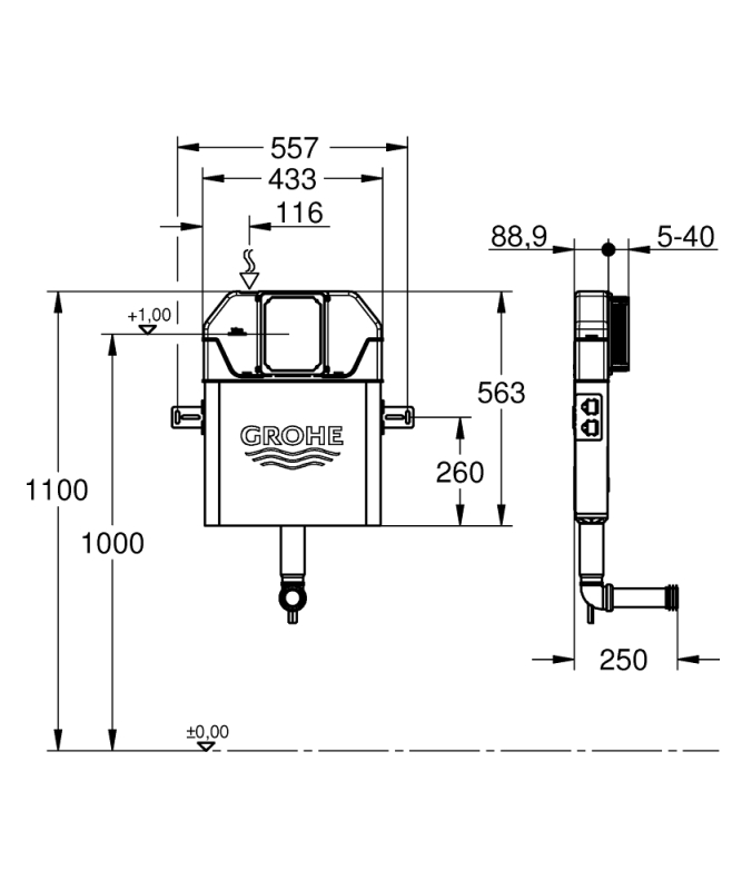 Grohe Solo İnce Gömme Rezervuar 88.9Mm - 39682000 - 5