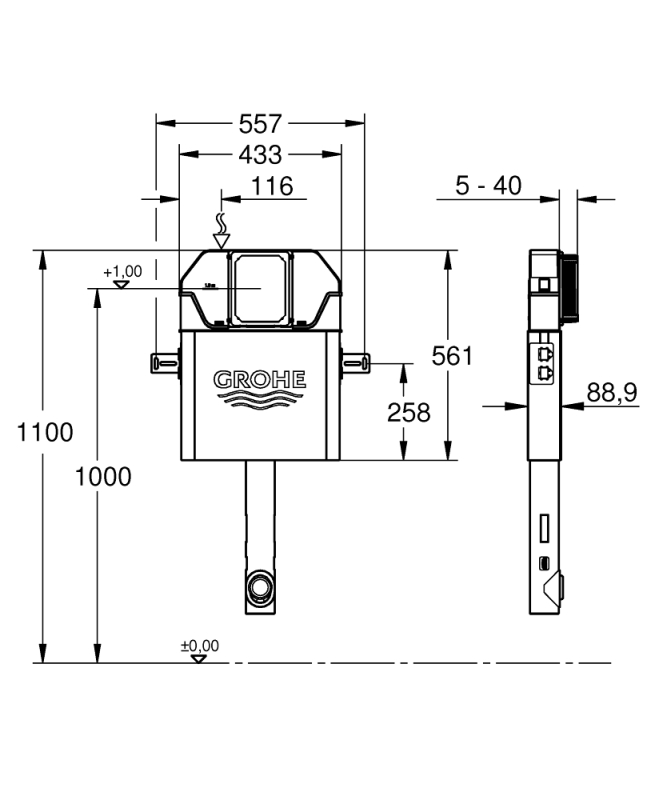 Grohe Solo İnce Gömme Rezervuar 88.9Mm - 39694000 - 5