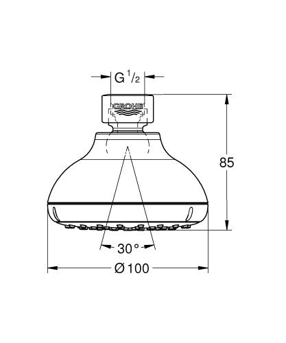 Grohe Tempesta 100 Tepe Duşu 1 Akışlı - 26050001 - 3