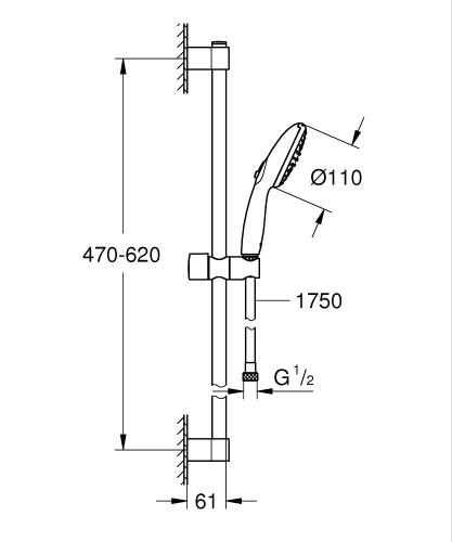 Grohe Tempesta 110 Duş Seti 2 fonksiyonlu (Rain, Jet) - 26915003 - 4