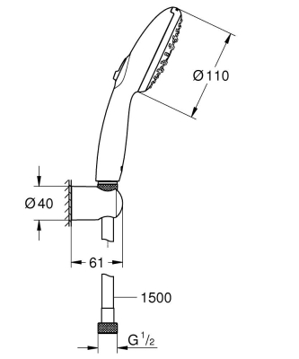 Grohe Tempesta 110 El Duşu Seti 3 Akışlı Rain,Jet,Massage - 26920003 - 3