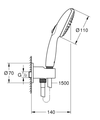 Grohe Tempesta 110 Su Çıkış Dirsekli El Duşu Seti 2 Akışlı Rain,Jet - 26406003 - 3