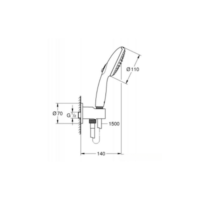 Grohe New Tempesta Ankastre Bağlantılı El Duşu Seti, 2 Akışlı, Mat Siyah (264062433) - 2