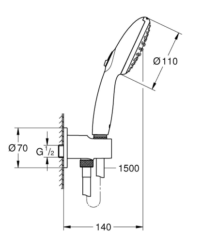 Grohe New Tempesta Ankastre Bağlantılı El Duşu Seti, 2 Akışlı, Mat Siyah (264062433) - 3
