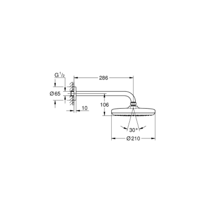 Grohe Tempesta 210 Tek akışlı tepe duşu seti 286 mm (1022182430) - 5