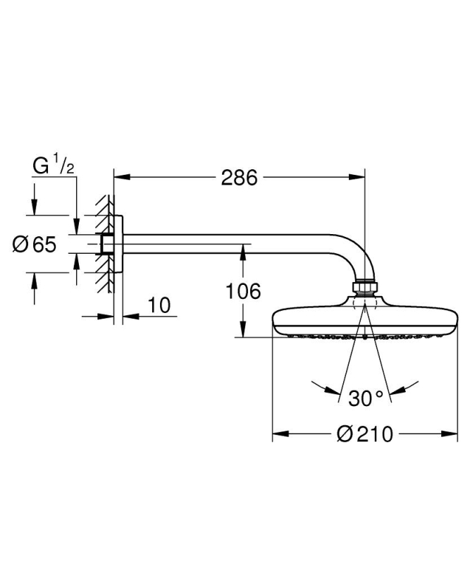 Grohe Tempesta 210 Tek Akışlı Tepe Duşu Seti 286 Mm - 26412000 - 3