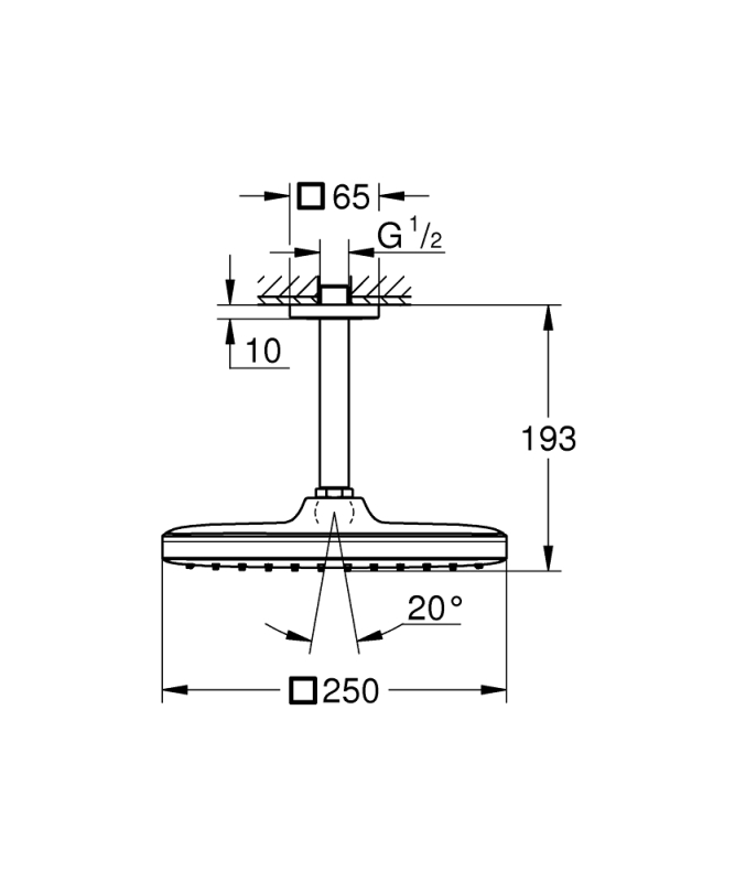 Grohe Tempesta 250 Cube Tepe Duşu Set 142 mm, Tek Akışlı Mat Siyah - 266882430 - 4