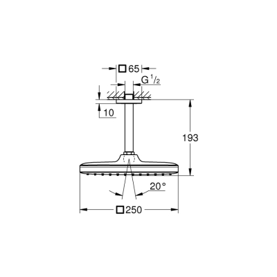 Grohe Tempesta 250 Cube Tepe Duşu Seti 142 Mm, Tek Akışlı - 26688000 - 2