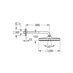 Grohe Tempesta 250 Cube Tepe Duşu Seti 380 Mm, Tek Akışlı - 26682000 - 2