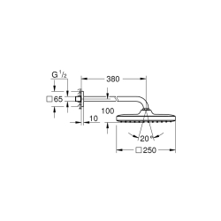 Grohe Tempesta 250 Cube Tepe Duşu Seti 380 Mm, Tek Akışlı - 26687000 - 2