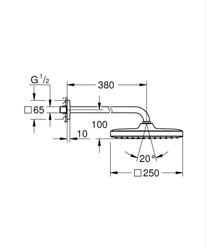 Grohe Tempesta 250 Cube Tepe Duşu Seti 380 Mm, Tek Akışlı - 26687000 - 5