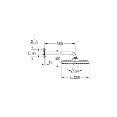 Grohe Tempesta 250 Cube Tepe Duşu Seti 380 Mm, Tek Akışlı (266872430) - 4