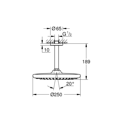 Grohe Tempesta 250 Tepe Duşu Seti 142 Mm, Tek Akışlı - 26669000 - 2