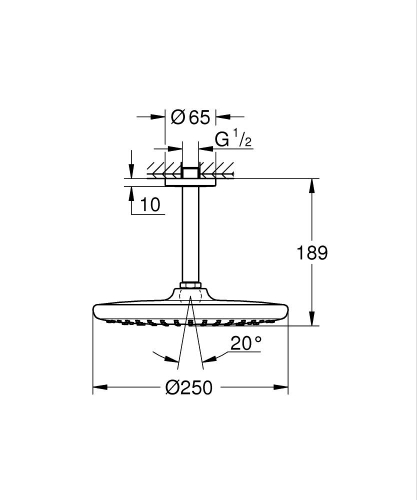 Grohe Tempesta 250 Tepe Duşu Seti 142 Mm, Tek Akışlı - 26669000 - 3