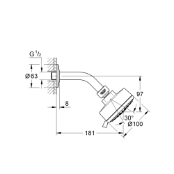 Grohe Tempesta Cosmopolitan 100 Tepe Duşu 4 Akışlı - 27869001 - 2