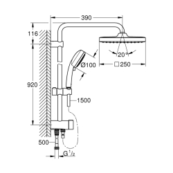 Grohe Tempesta Cosmopolitan System 250 Cube Duvar Bağlantılı, Divertörlü Duş Sistemi - 26694000 - 2