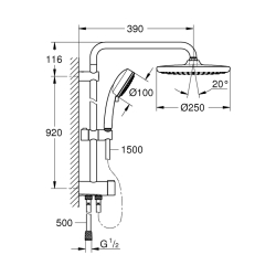 Grohe Tempesta Cosmopolitan System 250 Duvar Bağlantılı, Divertörlü Duş Sistemi - 26675000 - 2