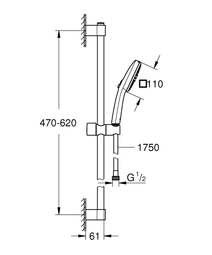 Grohe Tempesta Cube 110 Duş Seti 2 fonksiyonlu (Rain, Jet) - 26904003 - 4