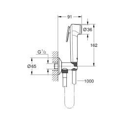 Grohe Tempesta-F Taharet Spreyi 30 Duvardan Askılı Set 1 Akışlı Ara Musluk İle Birlikte - 26358000 - 2